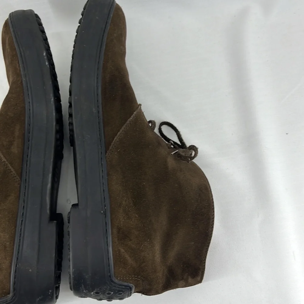 Tod's Gommino Desert Lace-Up Boots Brown Suede Made In Italy Vibram